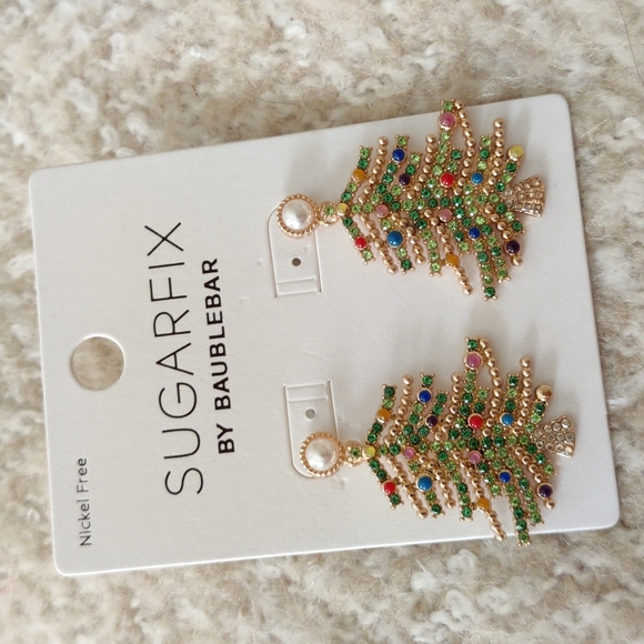 Sugarfix by Baublebar Christmas Holiday Tree Earrings NWT - Picture 1 of 5